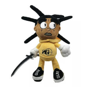 Plush Doll with Sword and Yellow Hoodie